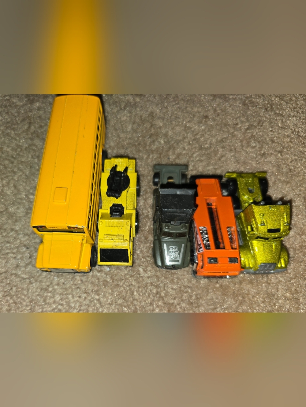 Lot of Diecast Vehicles, School Bus, Trucks, Construction Vehicles. Hot Wheels